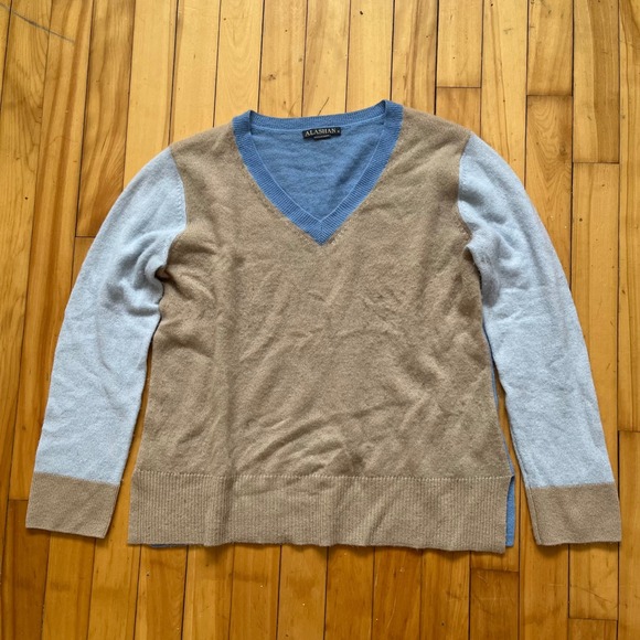 Alashan Sweaters - ALASHAN 100% Cashmere Colorblock V Neck Sweater Women's Size M